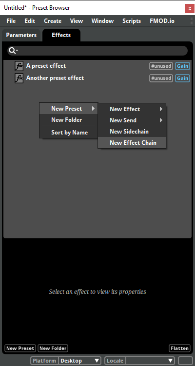 New Effect Chain Context Menu Command