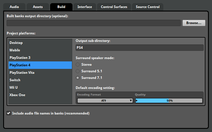 Platform Encoding Settings