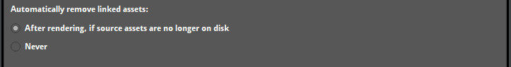 Linked Assets Removal Settings in Preference Dialog