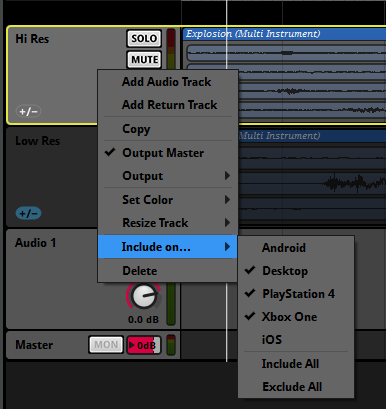 Including tracks per platform