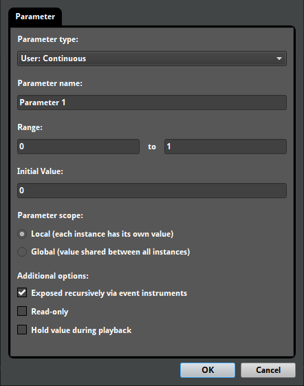 Edit parameter dialog