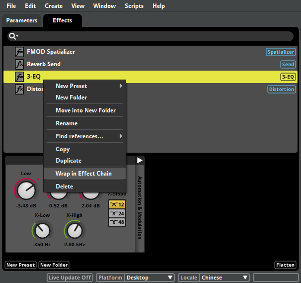 Wrap in effect chain