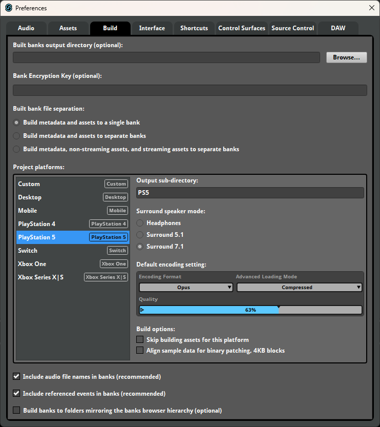 Platform Encoding Settings