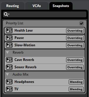 Snapshot priorities source control