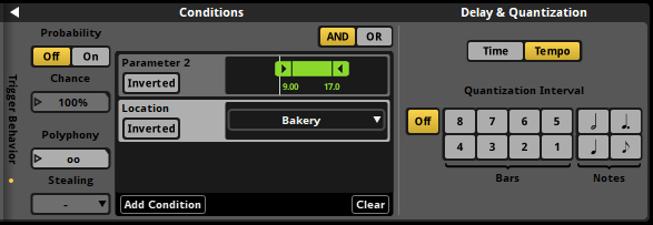 Trigger Behavior Drawer in Quantization Mode