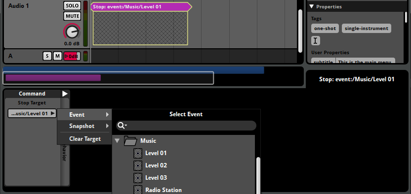Stop command instrument