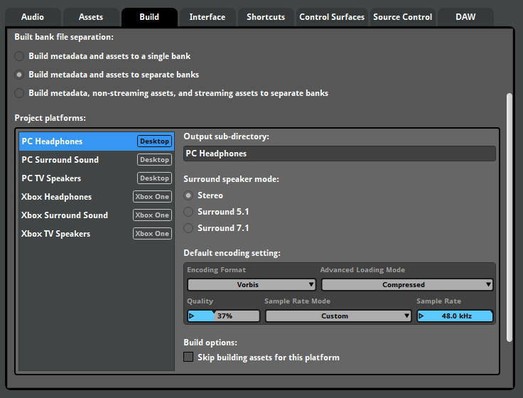 Example project platforms list
