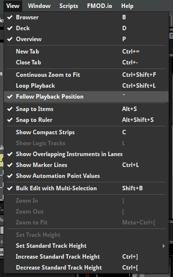 Follow playback position command
