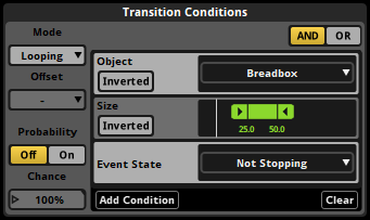 Parameter conditions