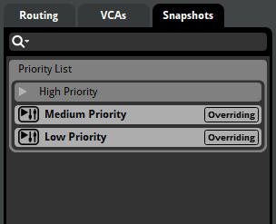 Snapshots in the snapshots browser