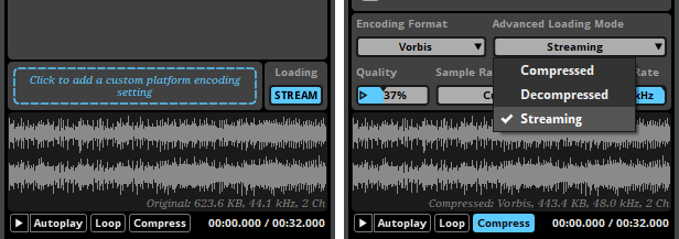 Streaming Settings on Assets