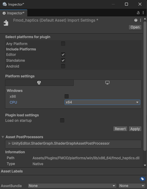 FMOD Haptics Enable Plugin