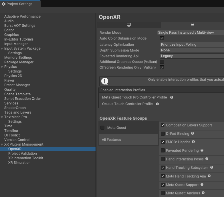 OpenXR Feature Groups
