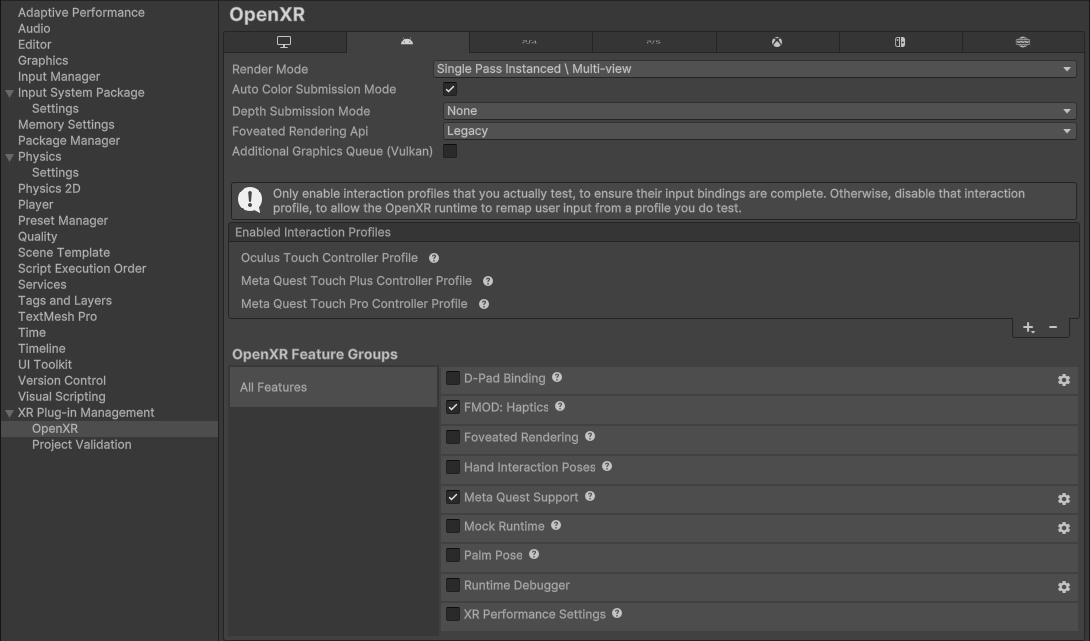 OpenXR Interaction Profiles