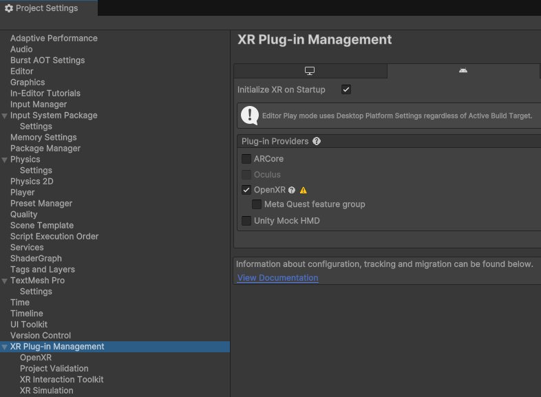 XR Plugin Management