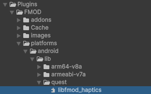 libfmod_haptics library location